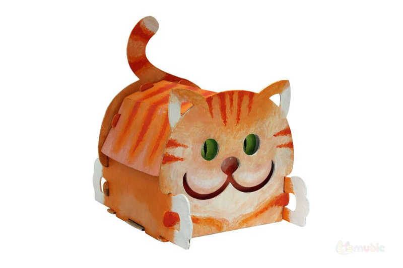 Вариант раскраски домика-коробочки "Котик" (1)