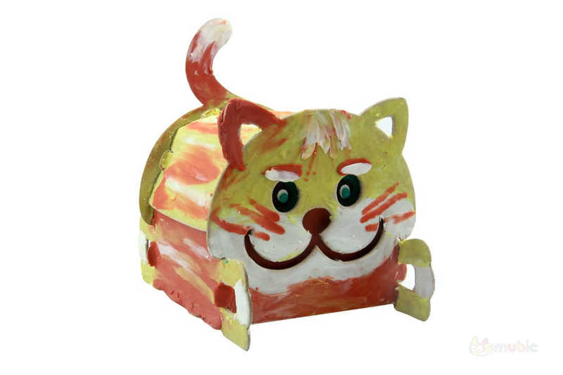 Вариант раскраски домика-коробочки "Котик" (5)